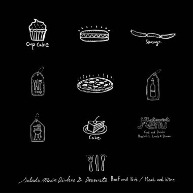 Restoran poster / yarım yamalak gıda menü resimleri - vektör