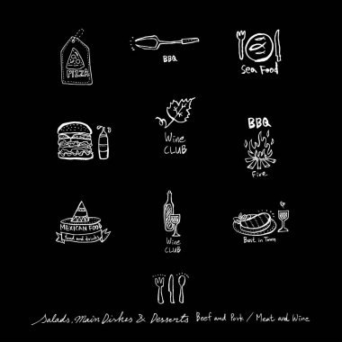 Restoran poster / yarım yamalak gıda menü resimleri - vektör