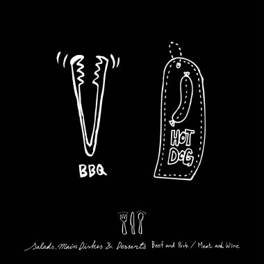 Restoran poster / yarım yamalak gıda menü resimleri - vektör