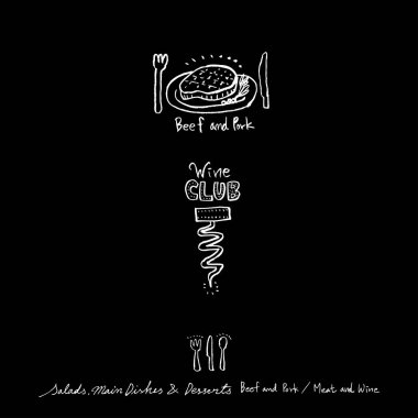 Restoran poster / yarım yamalak gıda menü resimleri - vektör