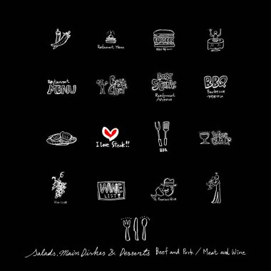 Restoran poster / yarım yamalak gıda menü resimleri - vektör