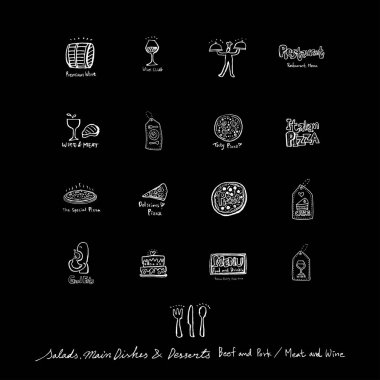Restoran poster / yarım yamalak gıda menü resimleri - vektör
