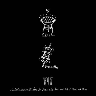 Restoran poster / yarım yamalak gıda menü resimleri - vektör