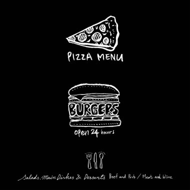 Restoran poster / yarım yamalak gıda menü resimleri - vektör