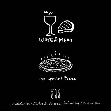 Restoran poster / yarım yamalak gıda menü resimleri - vektör