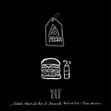 Restoran poster / yarım yamalak gıda menü resimleri - vektör