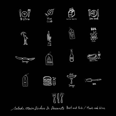 Restoran poster / yarım yamalak gıda menü resimleri - vektör