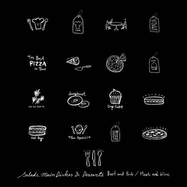 Restoran poster / yarım yamalak gıda menü resimleri - vektör