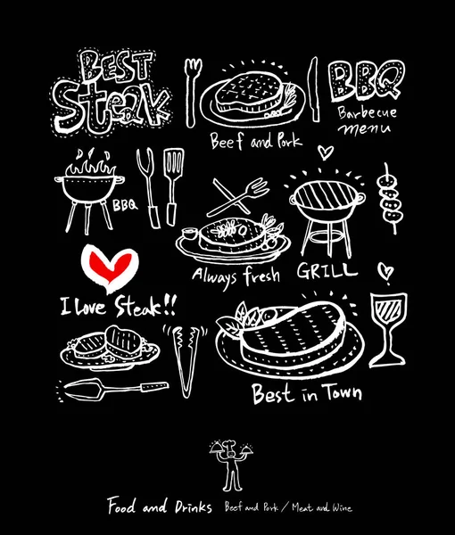 Kézzel Rajzolt Étterem Plakát Élelmiszer Menü Illusztrációk Vektor — Stock Vector