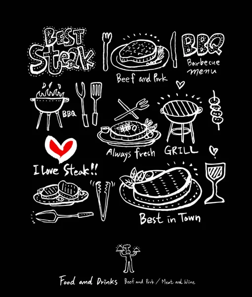 Elle çizilmiş Restoran poster / gıda menü resimleri - vektör