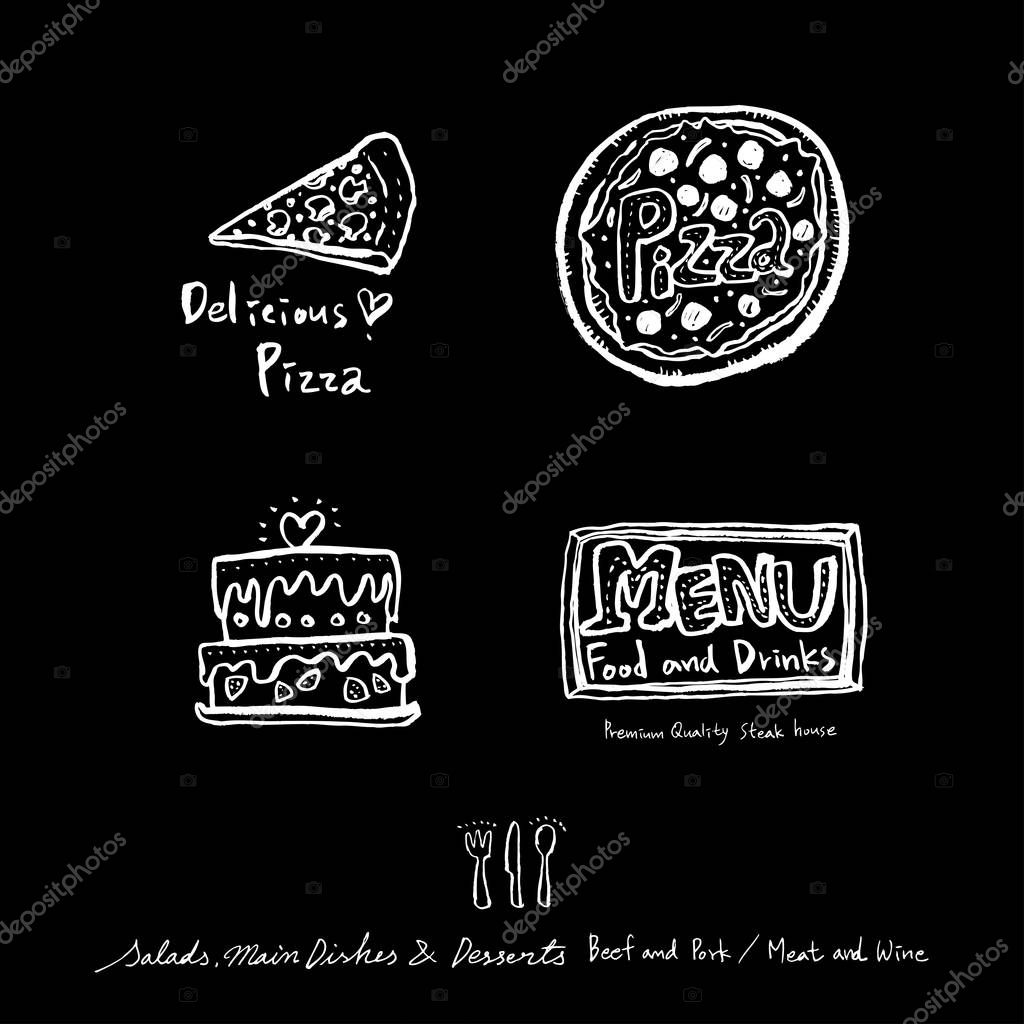 Hand drawn restaurant poster  / food menu illustrations - vector