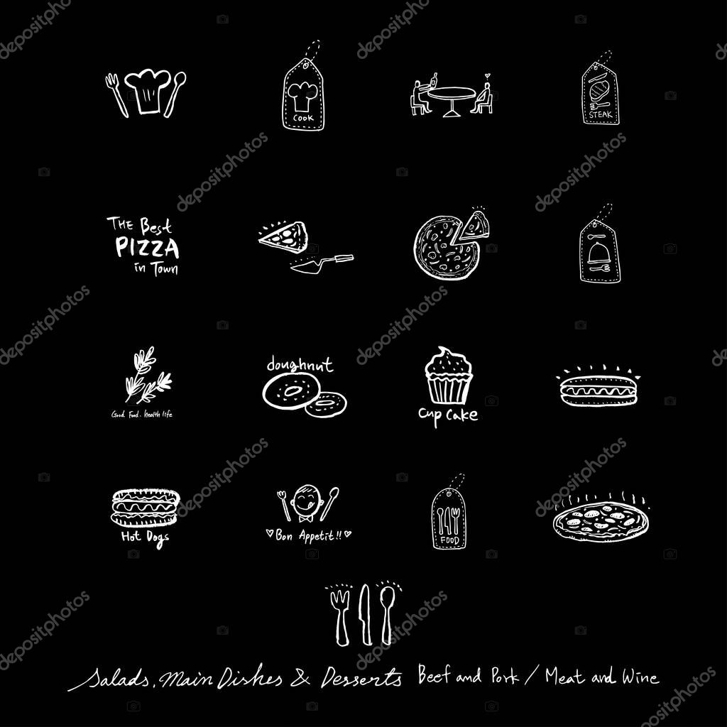 Restaurant poster / Sketchy food menu illustrations - vector