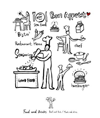 Restoran poster / yarım yamalak gıda menü resimleri - vektör