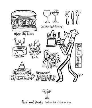 Restoran poster / yarım yamalak gıda menü resimleri - vektör