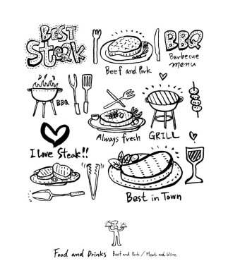 Restoran poster / yarım yamalak gıda menü resimleri - vektör