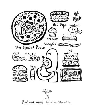 Restoran poster / yarım yamalak gıda menü resimleri - vektör