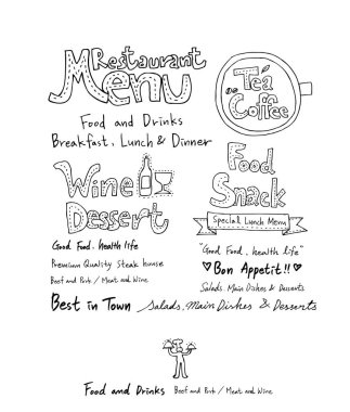 Restoran poster / yarım yamalak gıda menü resimleri - vektör
