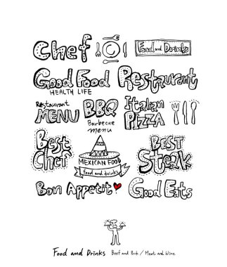 Restoran poster / yarım yamalak gıda menü resimleri - vektör