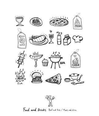 Restoran poster / yarım yamalak gıda menü resimleri - vektör