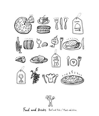 Restoran poster / yarım yamalak gıda menü resimleri - vektör