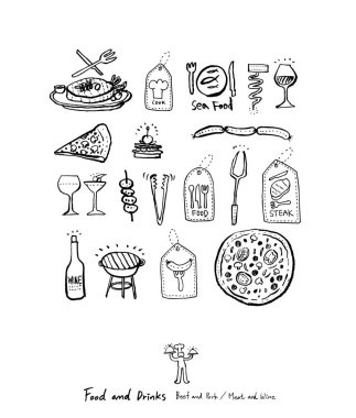 Restoran poster / yarım yamalak gıda menü resimleri - vektör