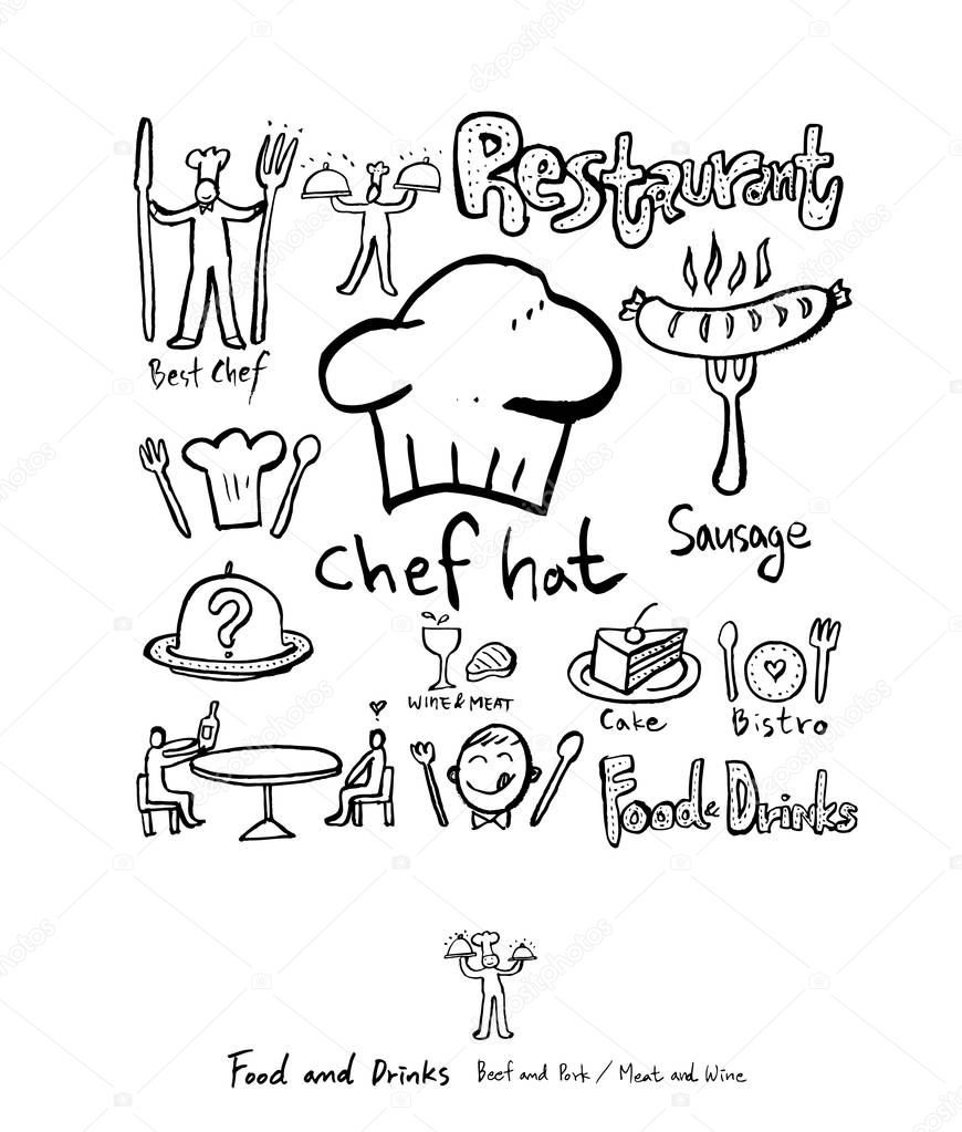 Restaurant poster / Sketchy food menu illustrations - vector