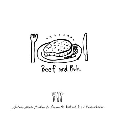 Restoran poster / yarım yamalak gıda menü resimleri - vektör