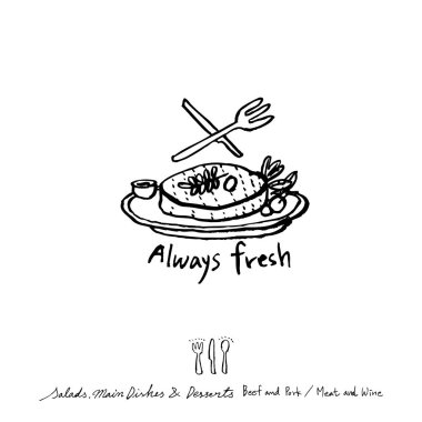 Restoran poster / yarım yamalak gıda menü resimleri - vektör