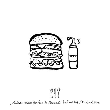 Restoran poster / yarım yamalak gıda menü resimleri - vektör