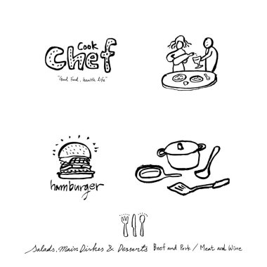 Restoran poster / yarım yamalak gıda menü resimleri - vektör