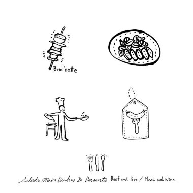 Restoran poster / yarım yamalak gıda menü resimleri - vektör