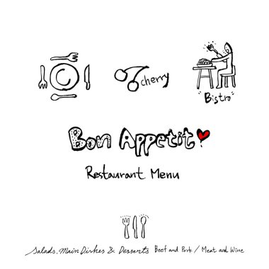 Restoran poster / yarım yamalak gıda menü resimleri - vektör