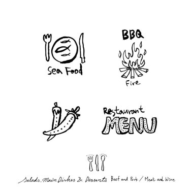 Restoran poster / yarım yamalak gıda menü resimleri - vektör