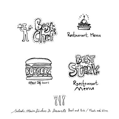 Restoran poster / yarım yamalak gıda menü resimleri - vektör