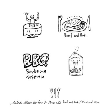 Restoran poster / yarım yamalak gıda menü resimleri - vektör