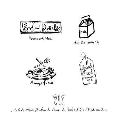 Restoran poster / yarım yamalak gıda menü resimleri - vektör