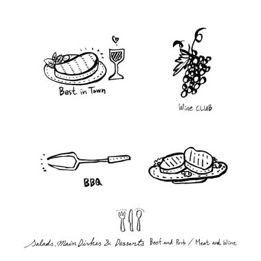 Restoran poster / yarım yamalak gıda menü resimleri - vektör