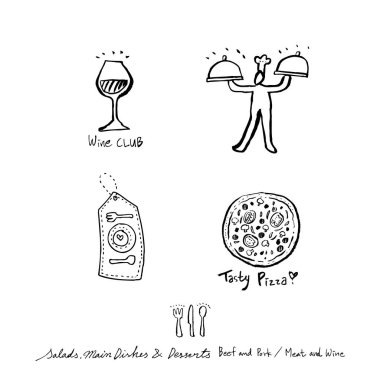 Restoran poster / yarım yamalak gıda menü resimleri - vektör