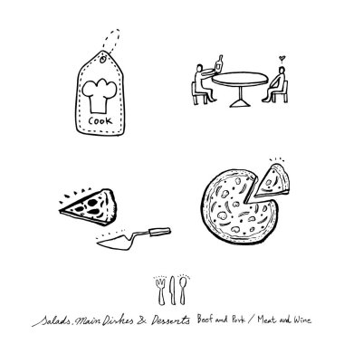 Restoran poster / yarım yamalak gıda menü resimleri - vektör