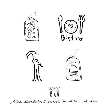 Restoran poster / yarım yamalak gıda menü resimleri - vektör