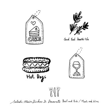 Restoran poster / yarım yamalak gıda menü resimleri - vektör