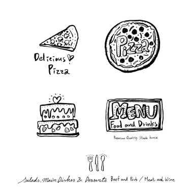 Restoran poster / yarım yamalak gıda menü resimleri - vektör