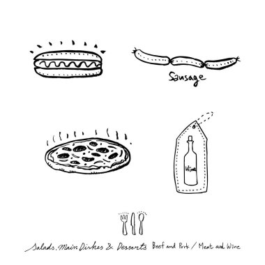 Restoran poster / yarım yamalak gıda menü resimleri - vektör