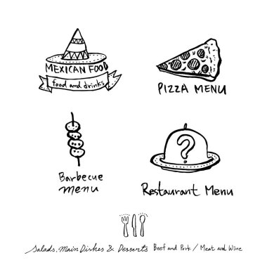 Restoran poster / yarım yamalak gıda menü resimleri - vektör