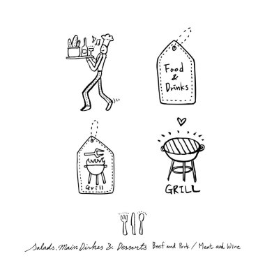 Restoran poster / yarım yamalak gıda menü resimleri - vektör