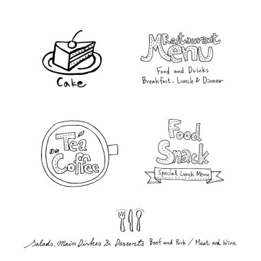 Restoran poster / yarım yamalak gıda menü resimleri - vektör