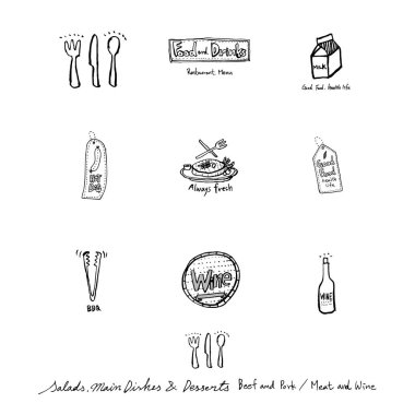 Restoran poster / yarım yamalak gıda menü resimleri - vektör