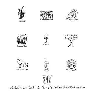 Restoran poster / yarım yamalak gıda menü resimleri - vektör