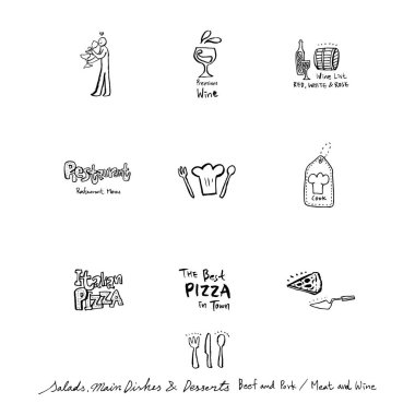 Restoran poster / yarım yamalak gıda menü resimleri - vektör