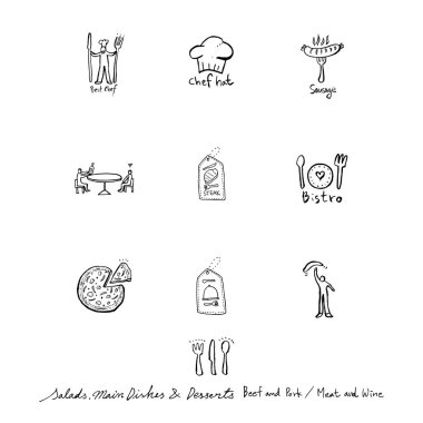 Restoran poster / yarım yamalak gıda menü resimleri - vektör